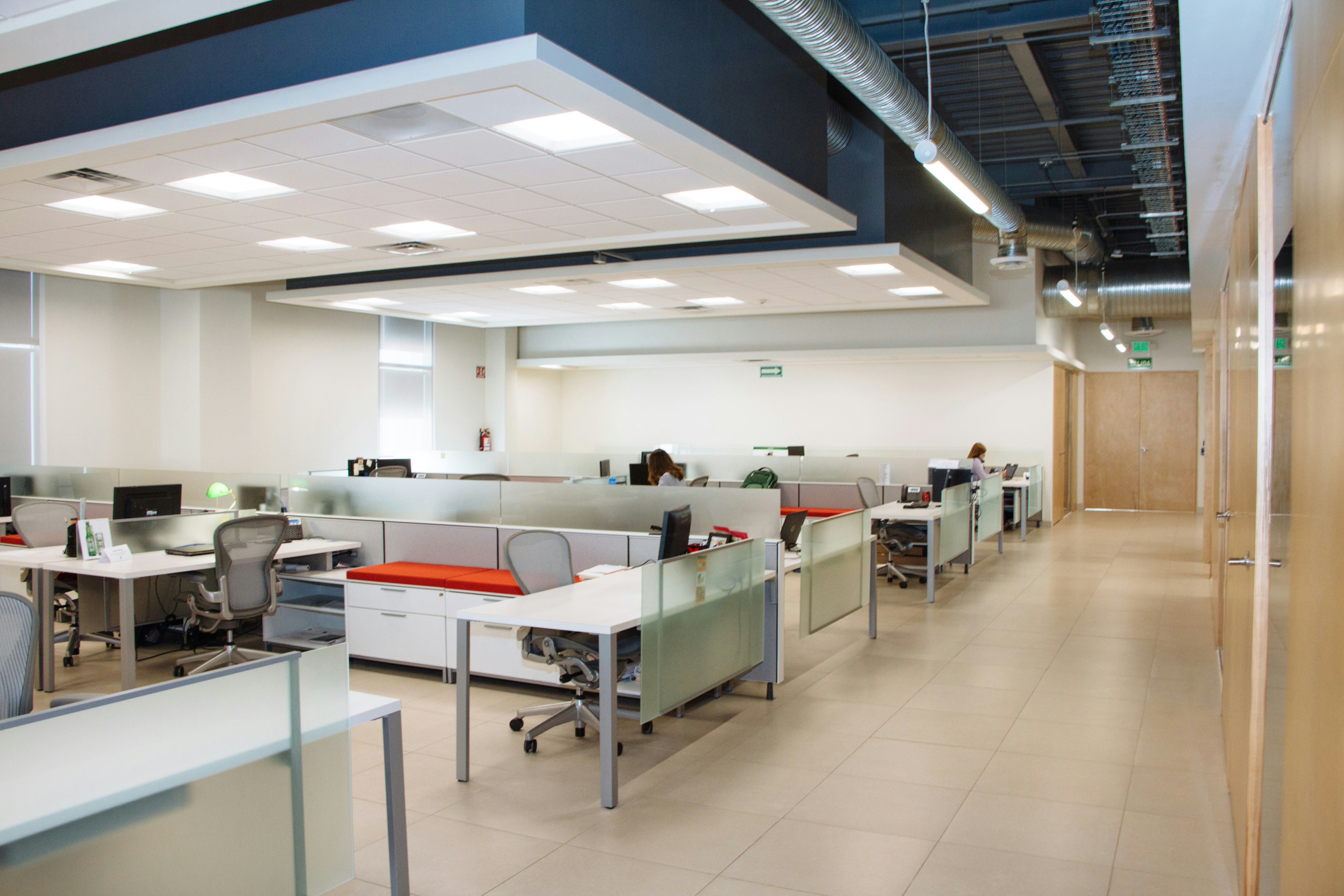 Modern commercial office space with clean neutral painted walls