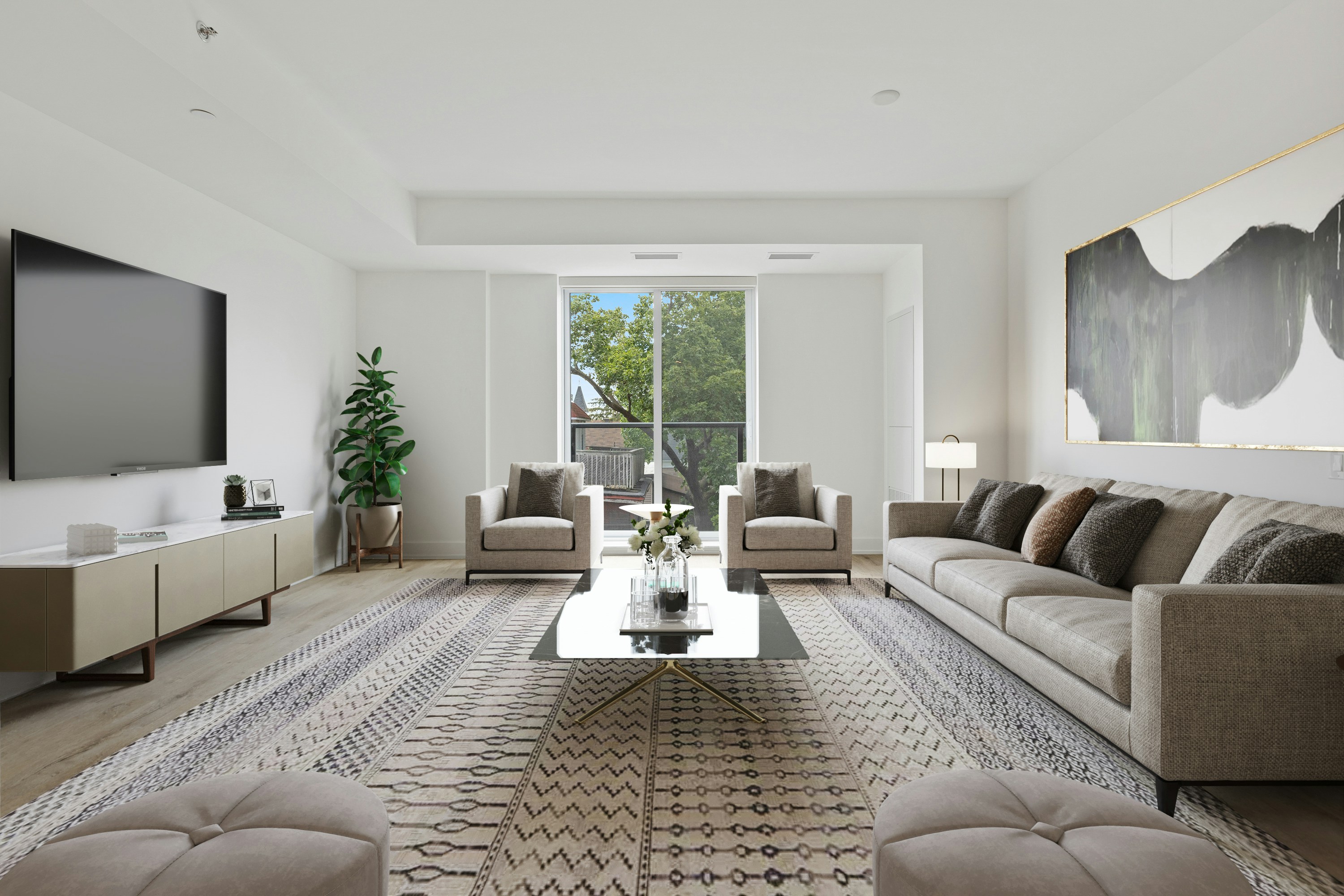 Beautifully painted bright modern living room interior