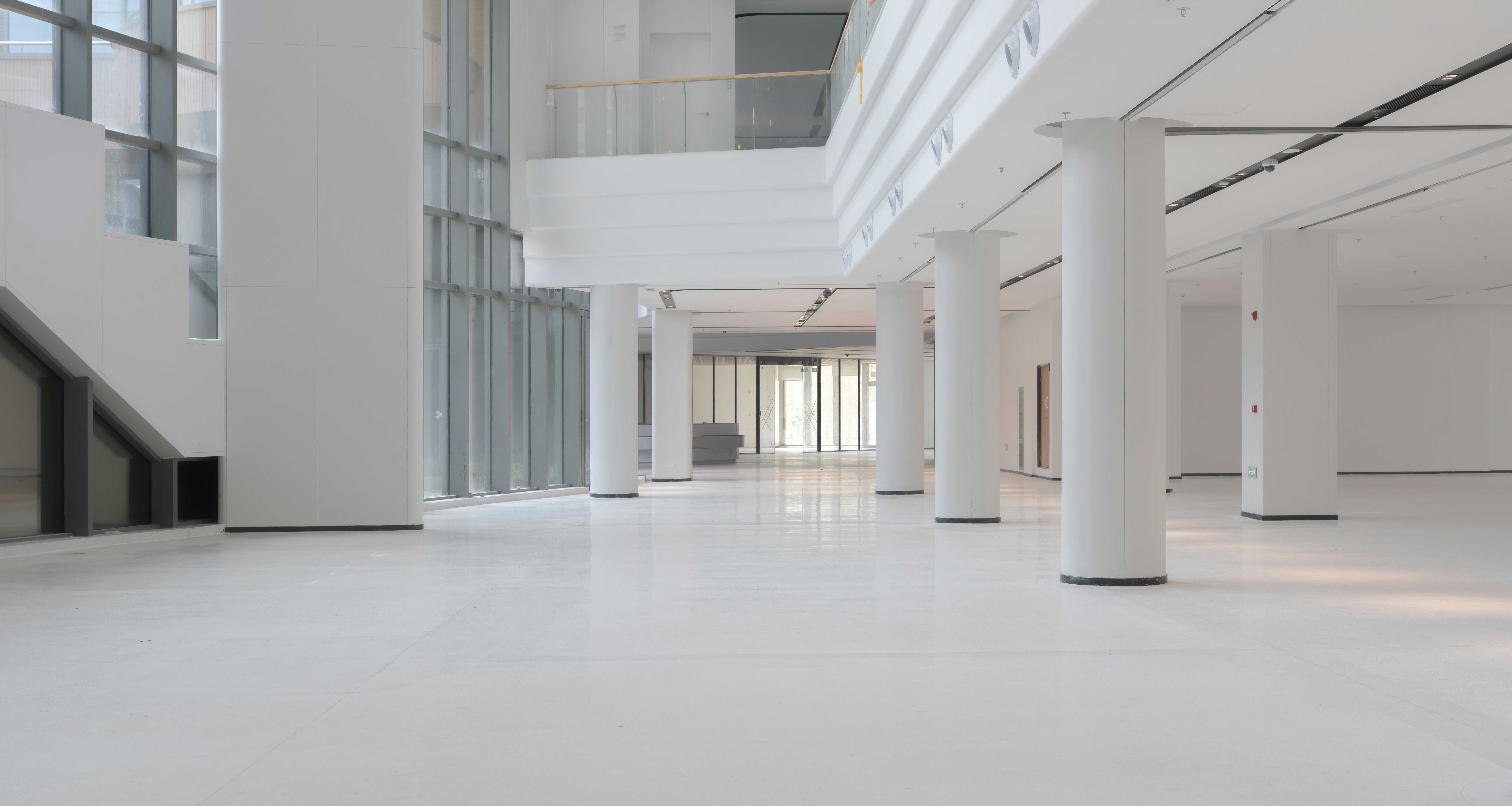 Modern office interior with freshly painted neutral walls